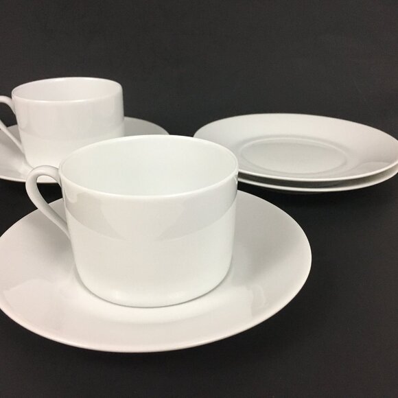 4 Limoges France Porcelain White Espresso Cups and Saucers - Picture 3 of 8